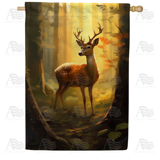 America Forever Stag in Golden Forest Light House Flag