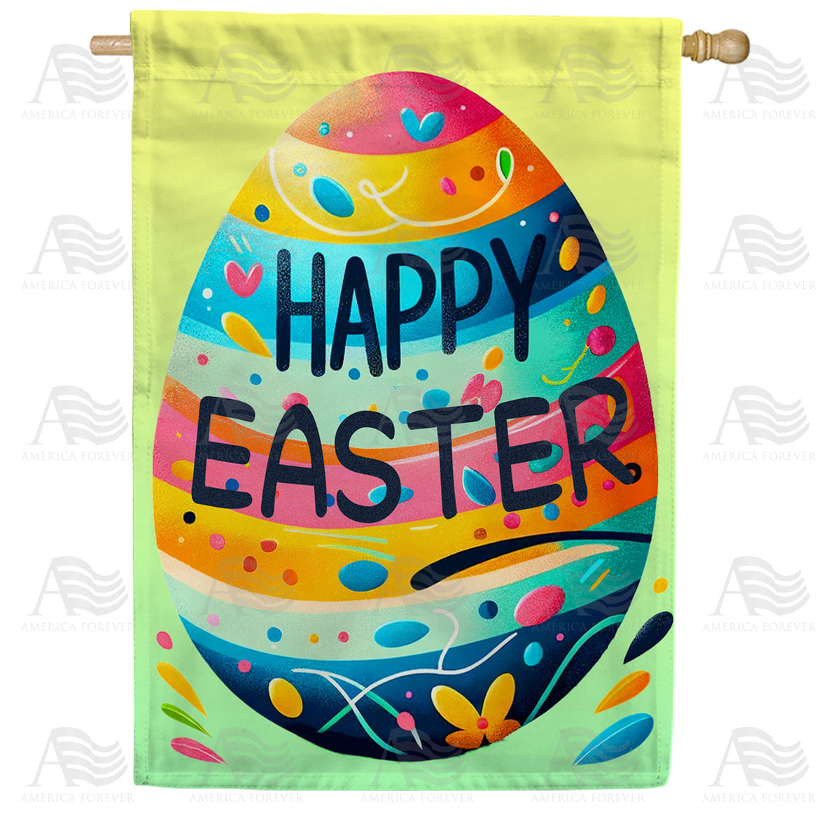 America Forever Colorful Easter Egg Greeting House Flag