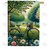 America Forever Springtime Bicycle and Blooming Garden House Flag