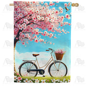 America Forever Cherry Blossom Bicycle Bliss House Flag