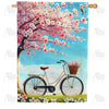 America Forever Cherry Blossom Bicycle Bliss House Flag