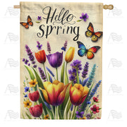 America Forever Hello Spring Floral Delight House Flag