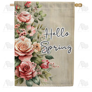 America Forever Vintage Roses Hello Spring House Flag