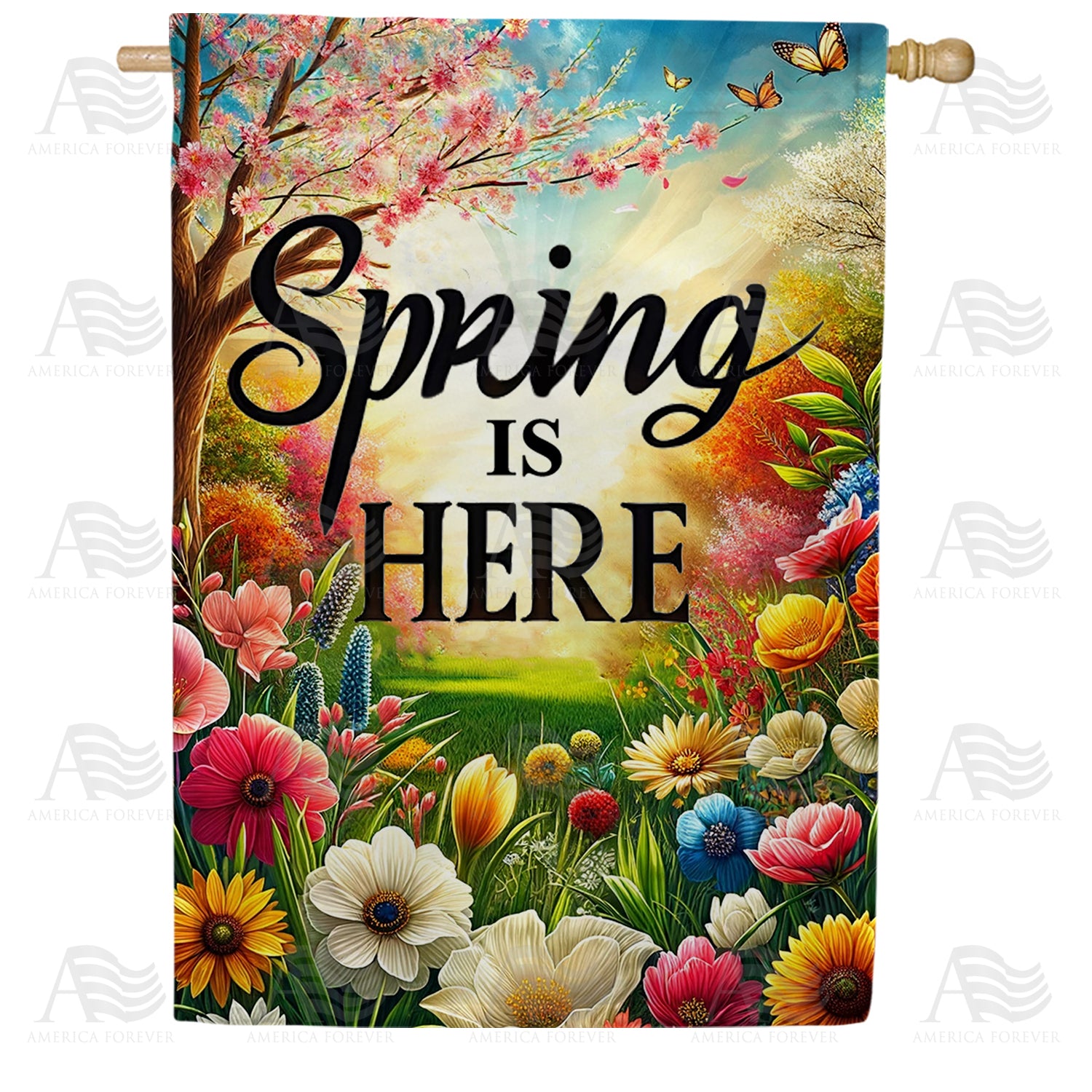 America Forever Elegant Spring Roses Greeting House Flag