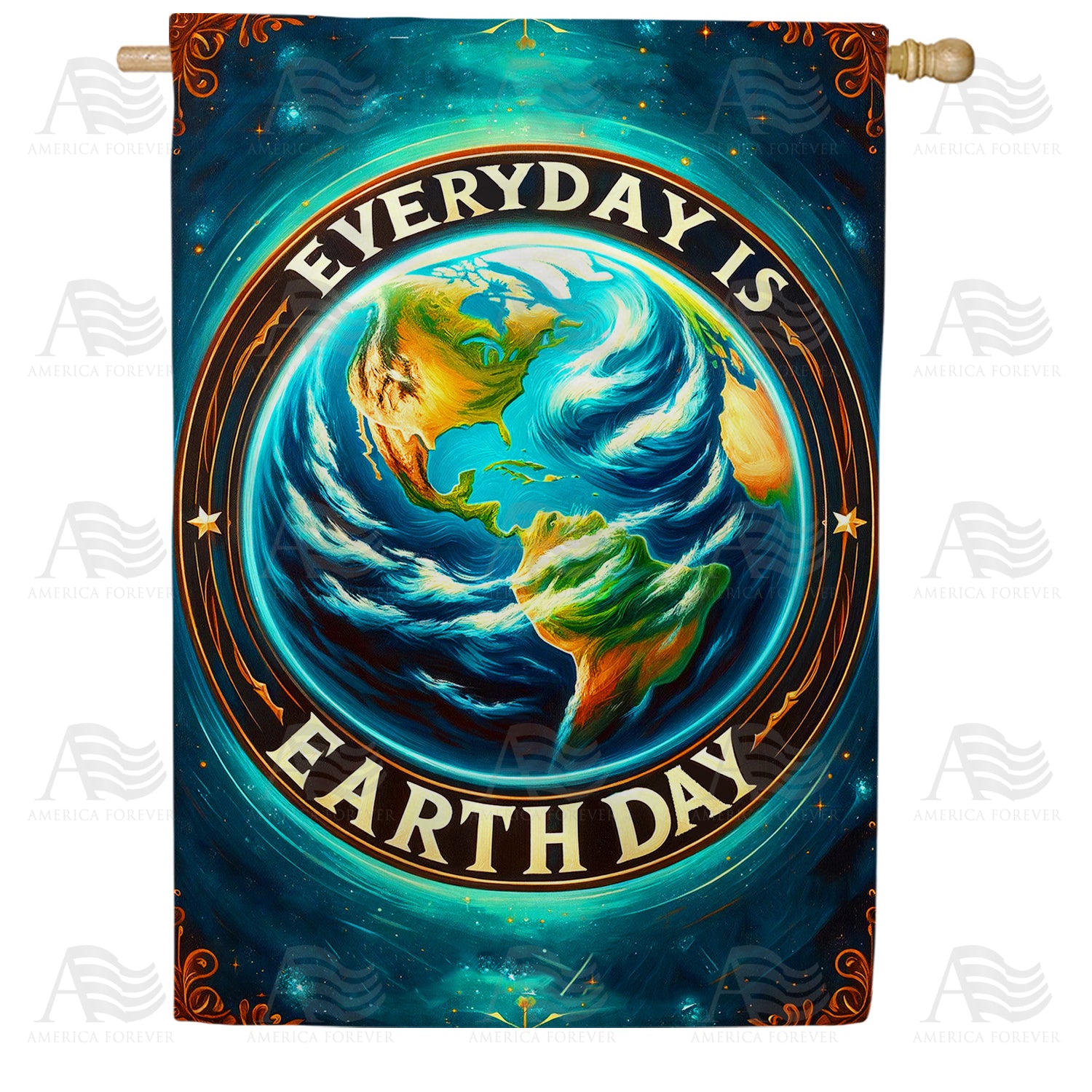 America Forever Earth Embrace Environmental Awareness House Flag