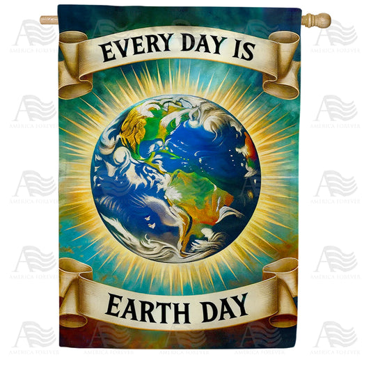 America Forever Everyday is Earth Day House Flag