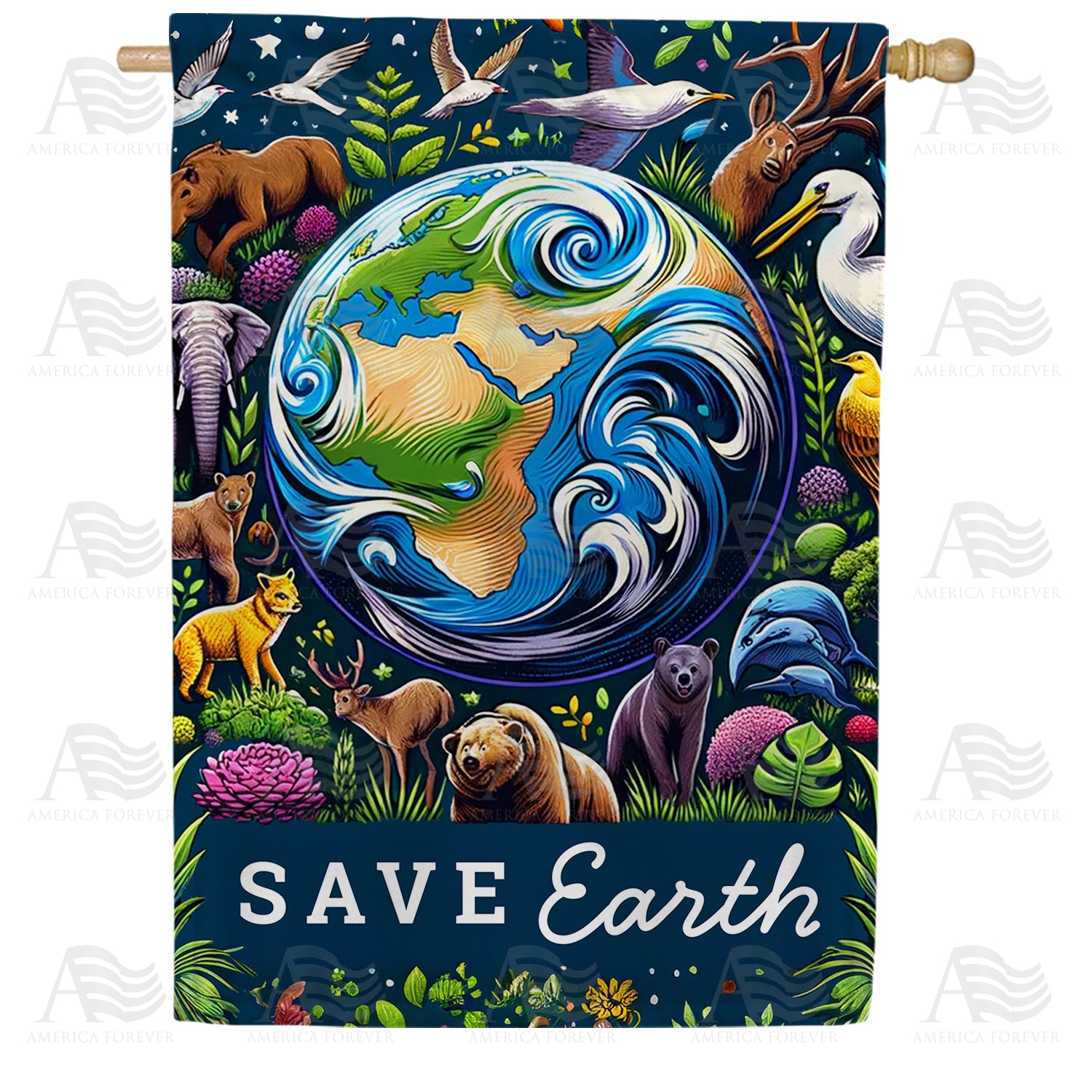 America Forever Cosmic Earth Day Celebration House Flag