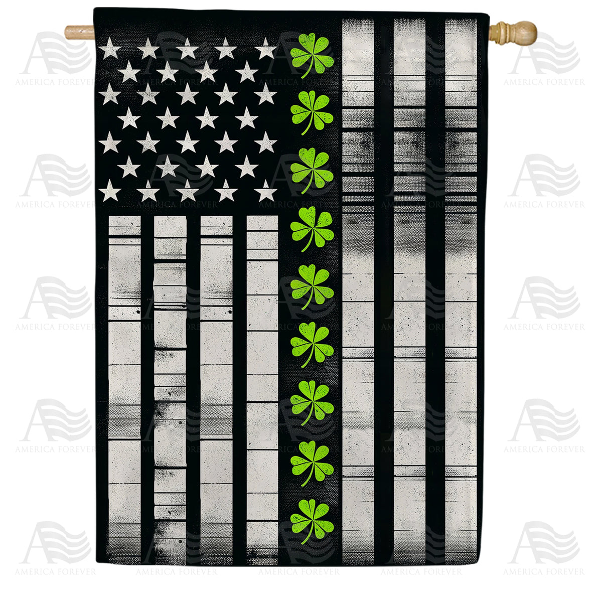 America Forever Shamrock Stripes Forever House Flag