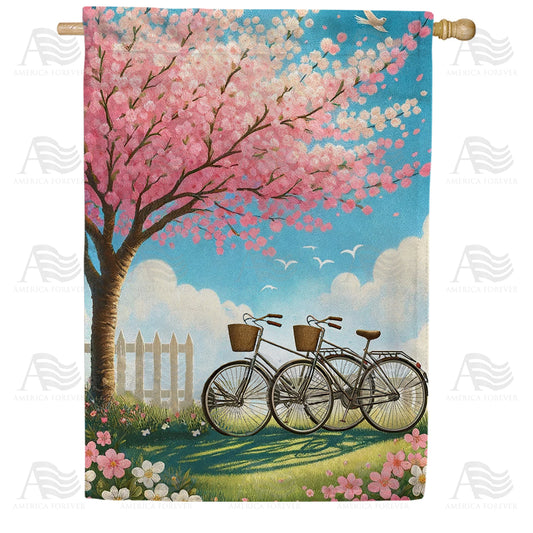 America Forever Cherry Blossom Bicycles House Flag
