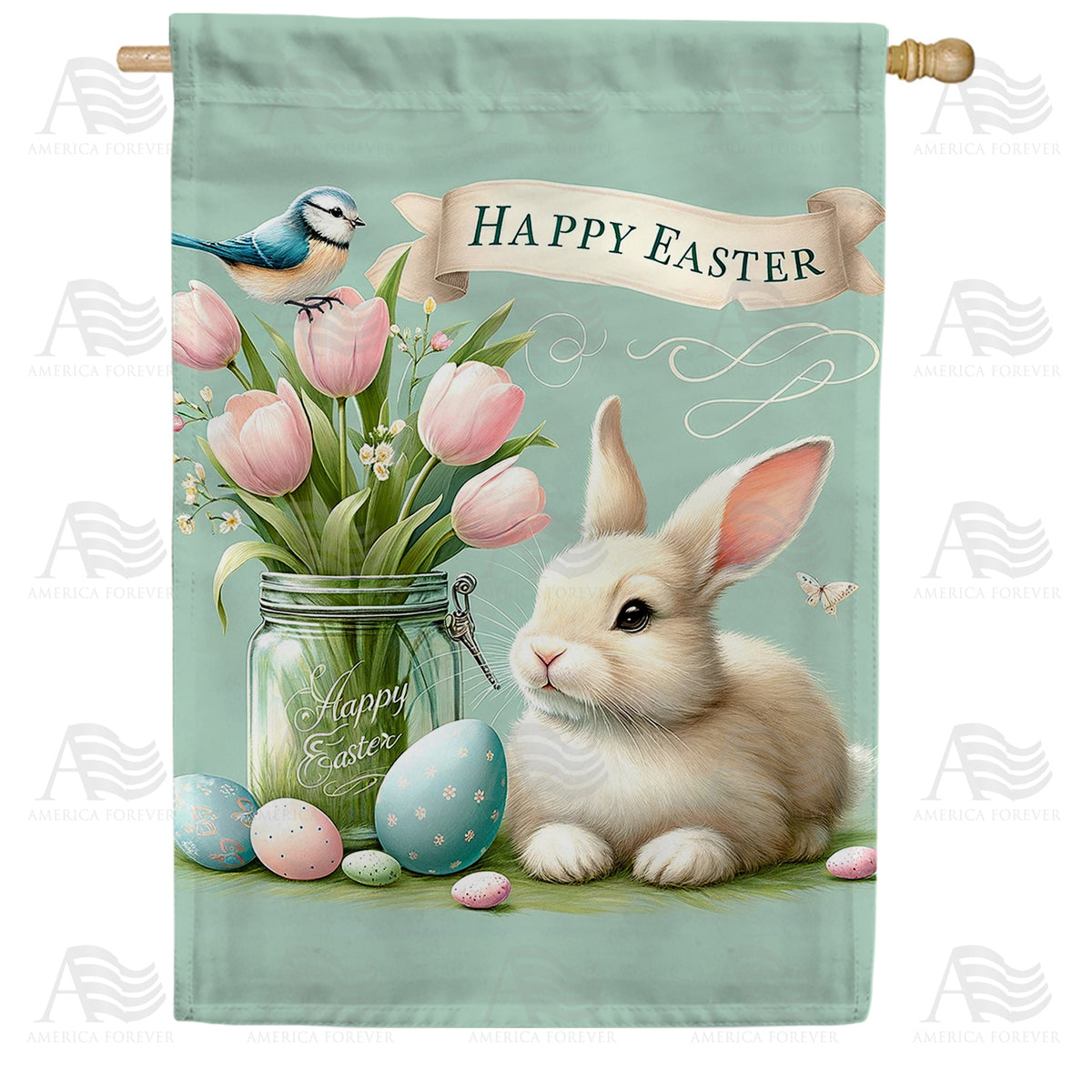 America Forever Easter Bunny Serenity House Flag