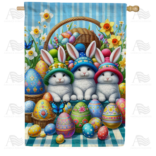 America Forever Easter Bunnies Basket House Flag
