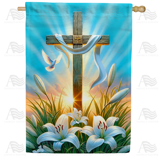 America Forever Dawn of Hope Cross House Flag