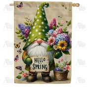 Gnome's Spring Welcome House Flag