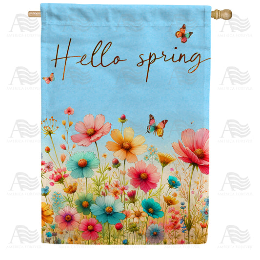 America Forever Spring Blossom Welcome House Flag