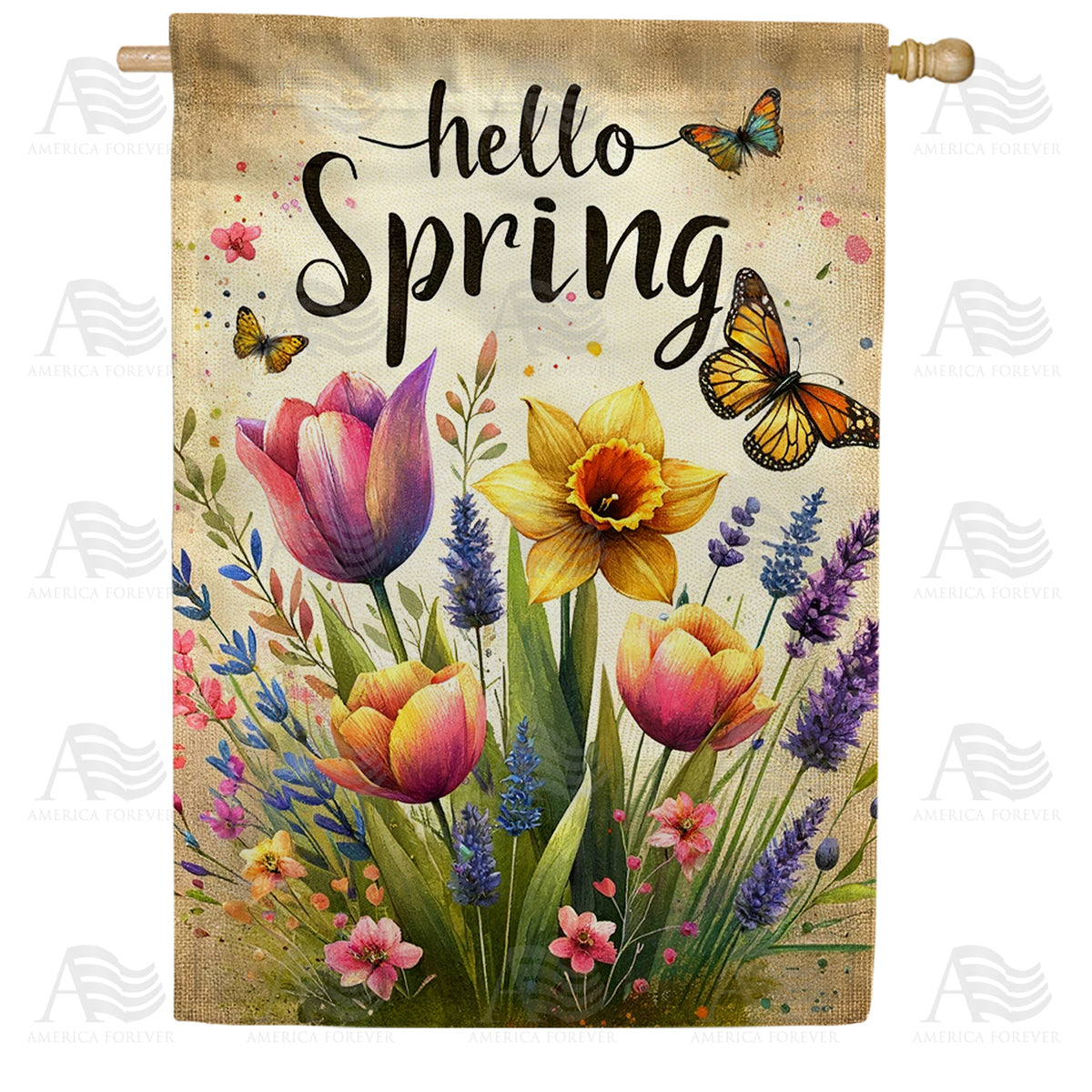 America Forever Springtime Floral Melody House Flag