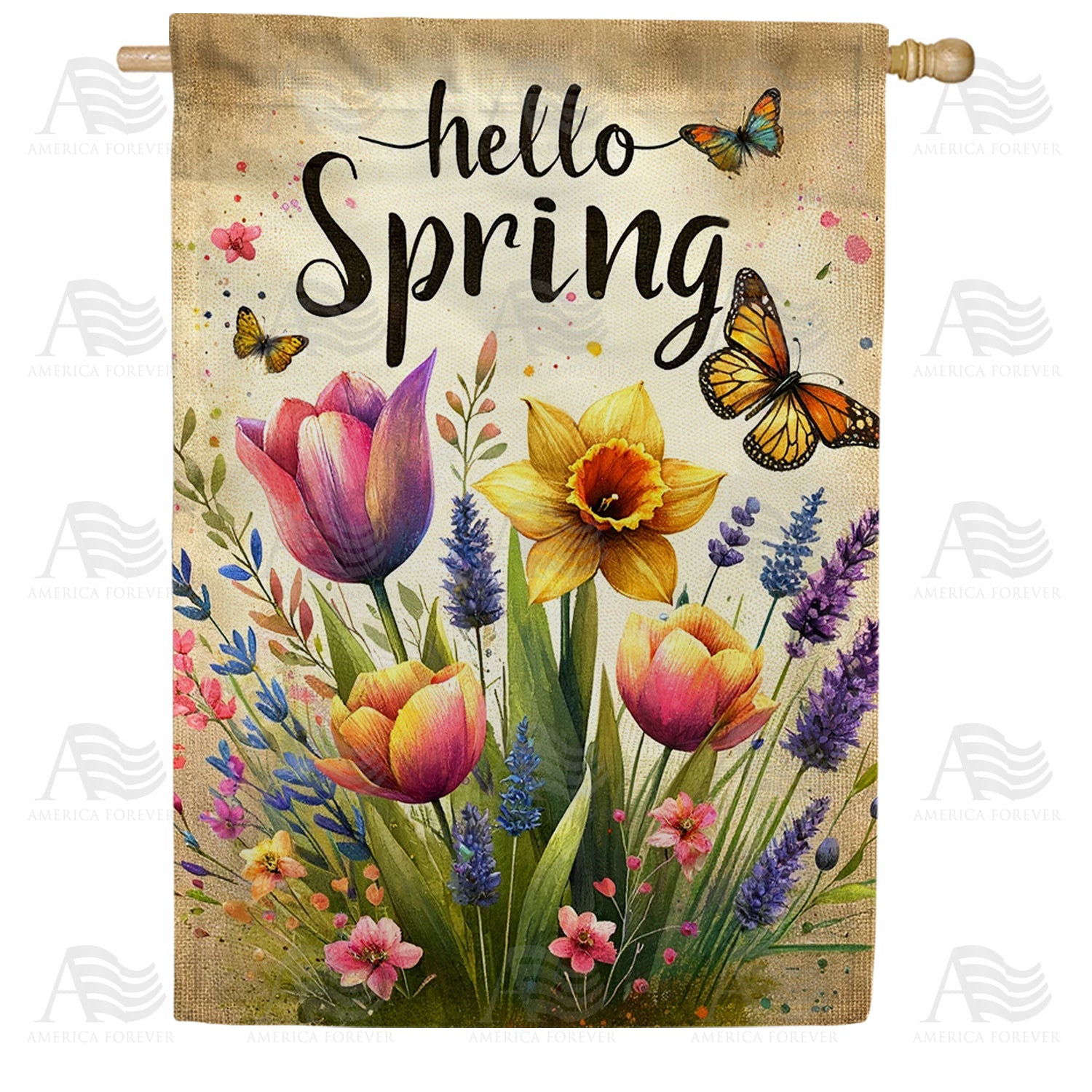 America Forever Springtime Floral Melody House Flag