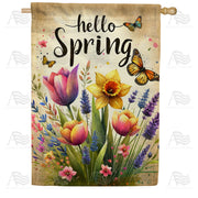 Springtime Floral Melody House Flag