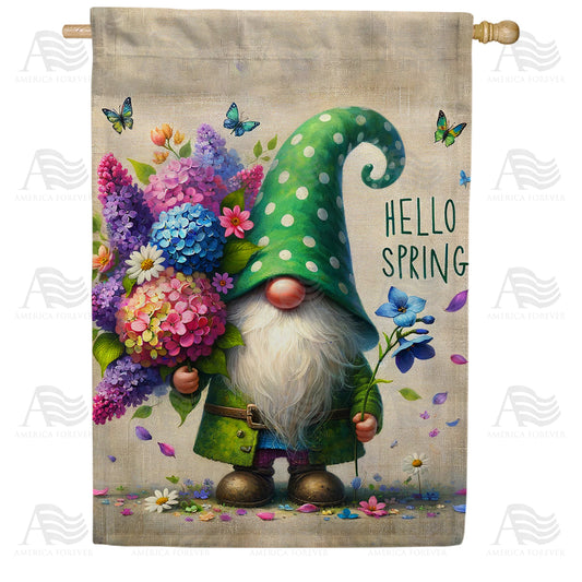 America Forever Spring Gnome's Bouquet House Flag