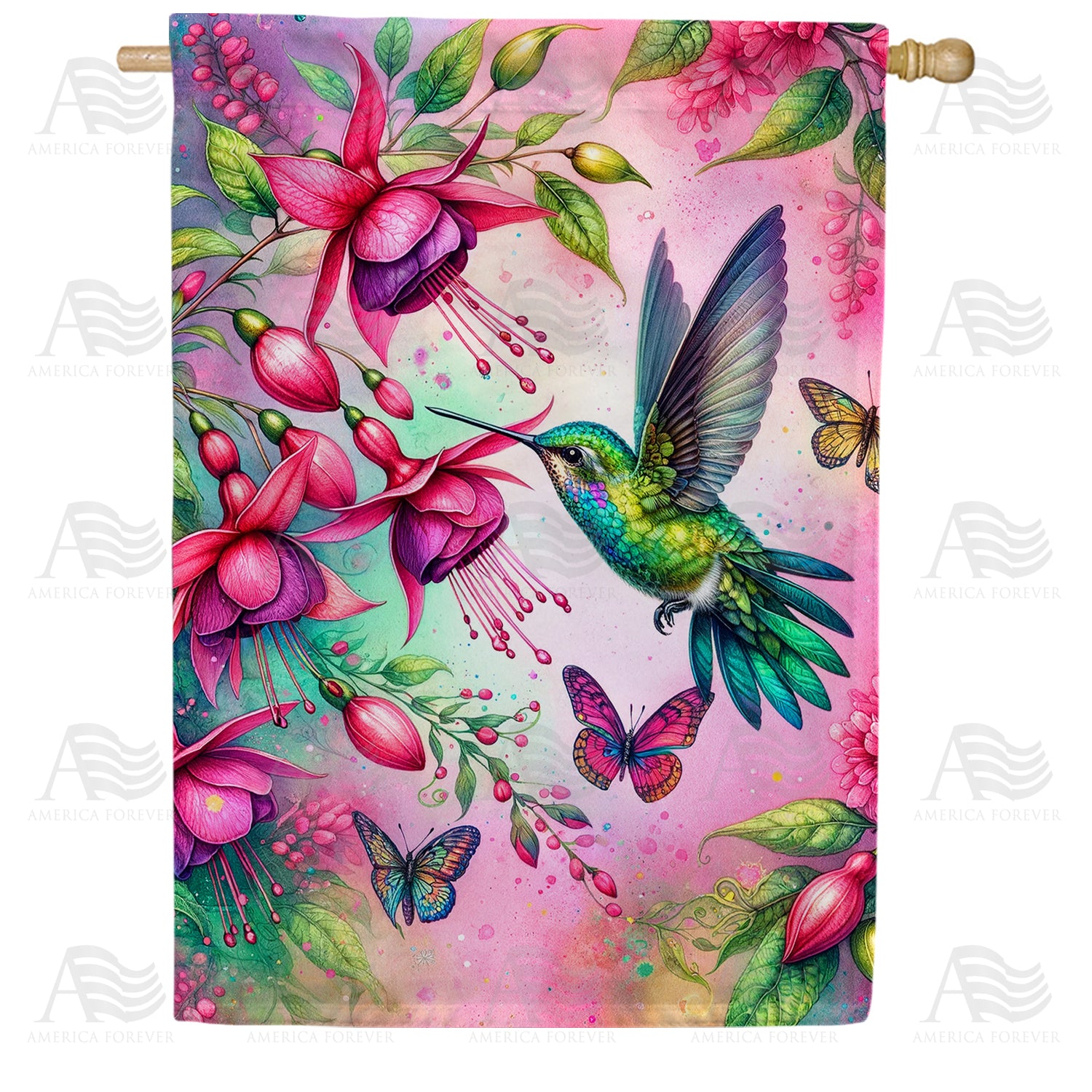 America Forever Hummingbird Retreat House Flag