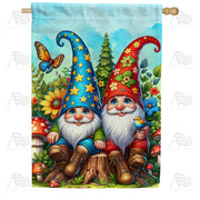 Enchanted Garden Gnomes House Flag