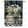 America Forever Monochrome Welcome Florals House Flag