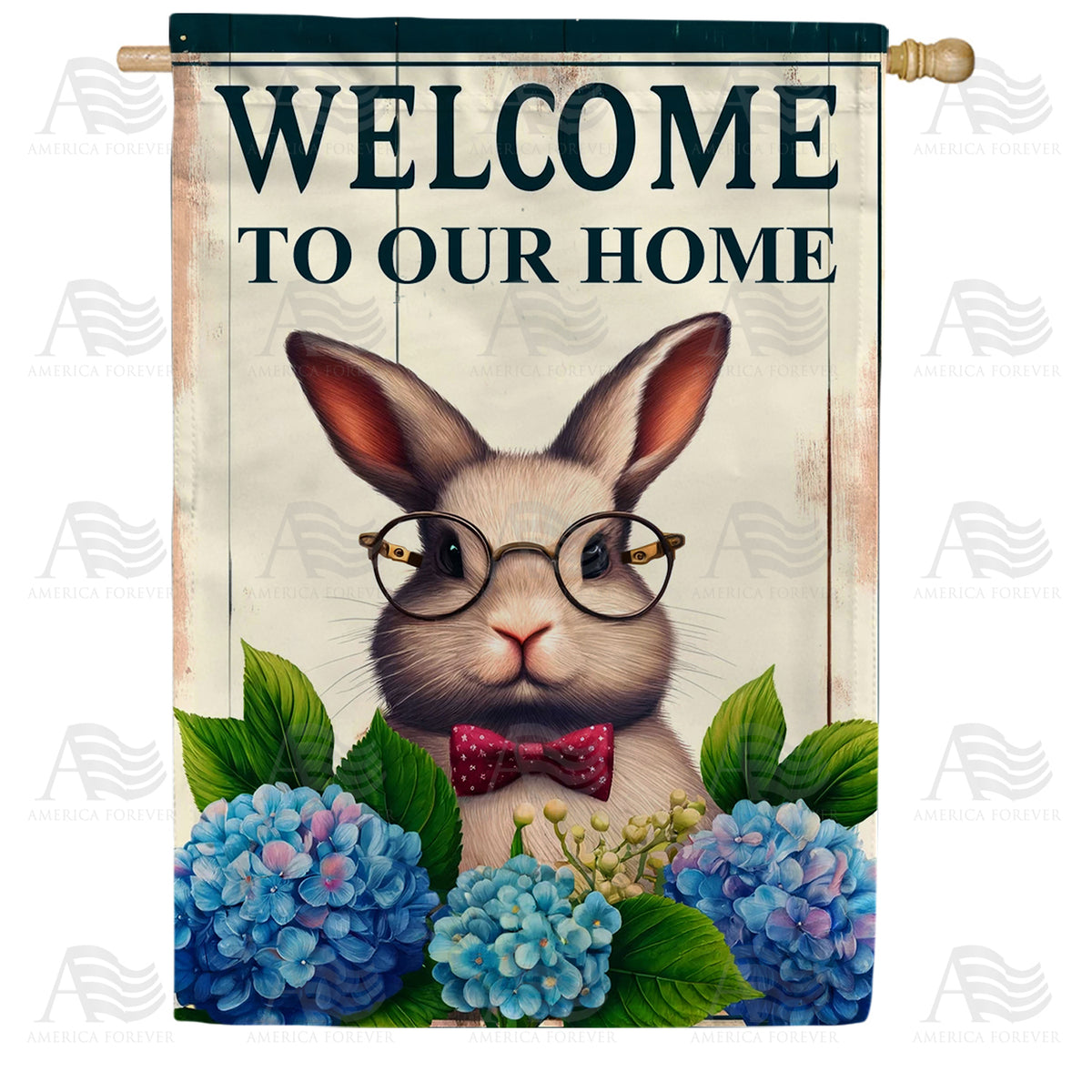 America Forever Bunny Welcome House Flag