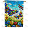 America Forever Stained Glass Butterfly House Flag