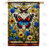 America Forever Majestic Butterfly Stained Glass House Flag