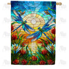 America Forever Dragonflies Stained Glass House Flag