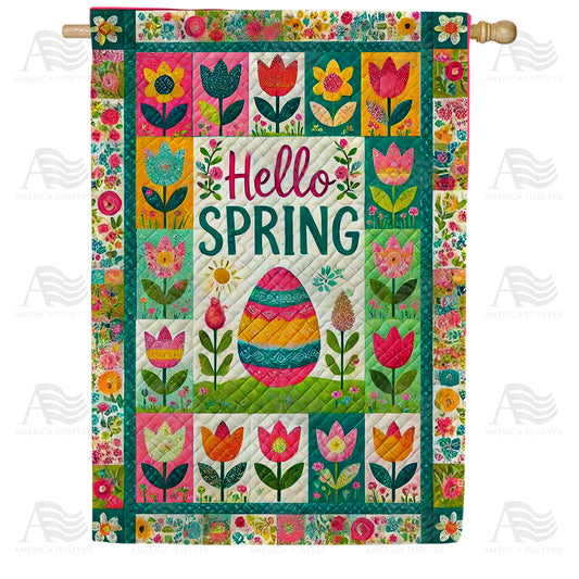 America Forever Hello Spring Easter House Flag