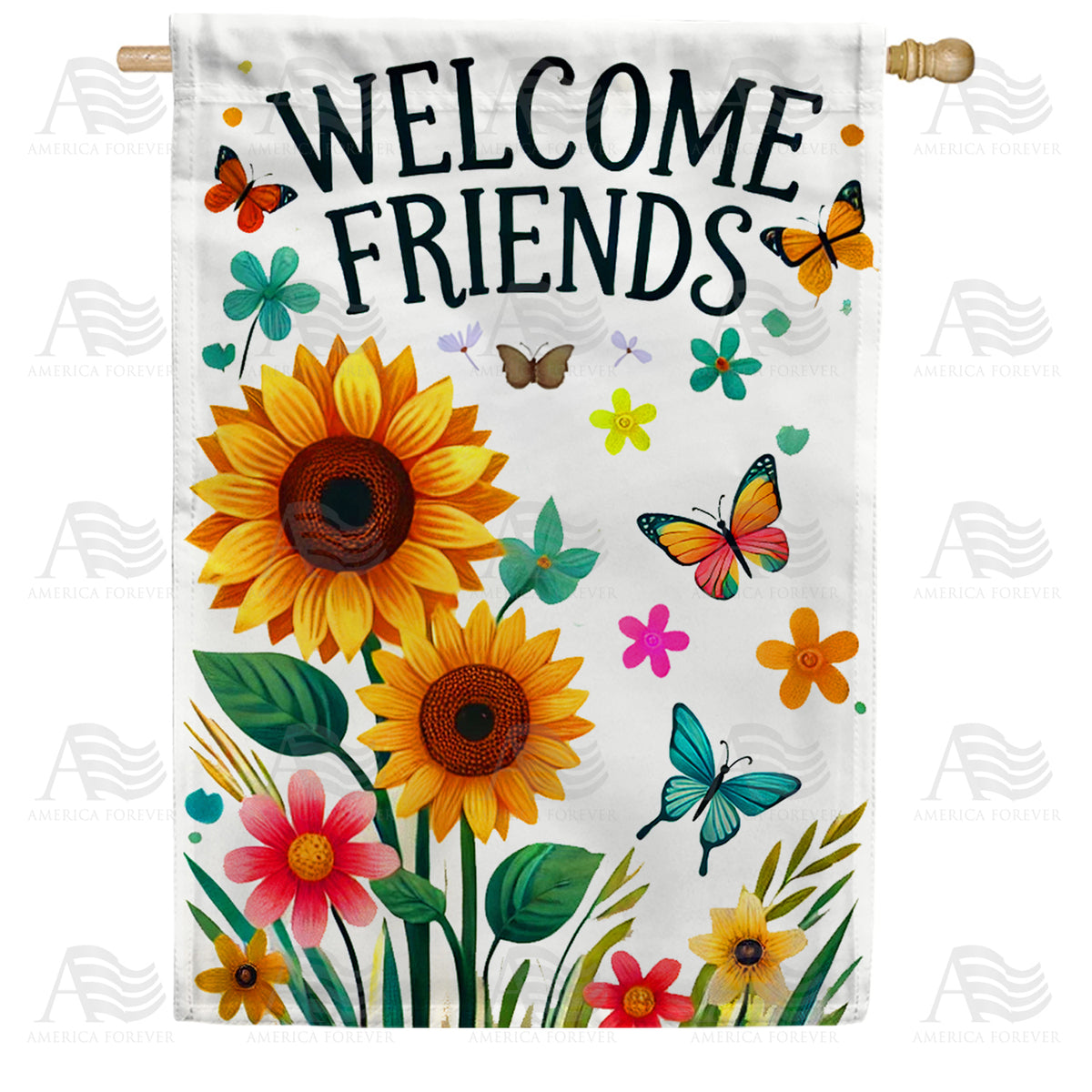 America Forever Welcome Friends House Flag