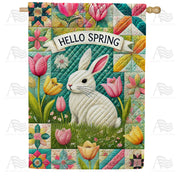 America Forever Hello Spring Bunny House Flag