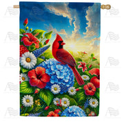 America Forever Cardinal and Flowers House Flag