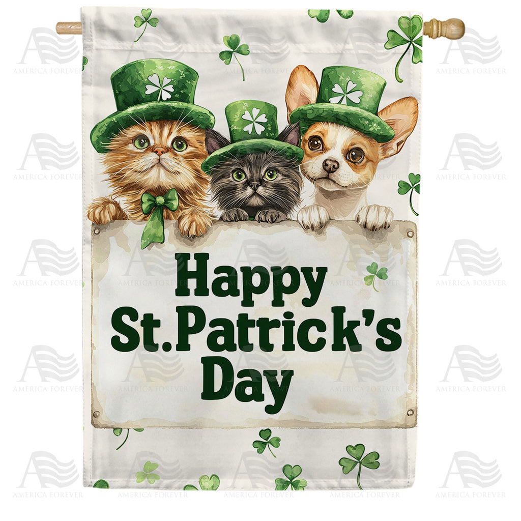 America Forever Happy St. Patrick's Day Pets House Flag