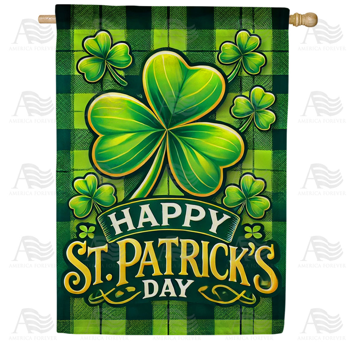America Forever St. Patrick's Day Shamrock House Flag