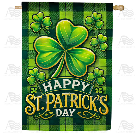 America Forever St. Patrick's Day Shamrock House Flag
