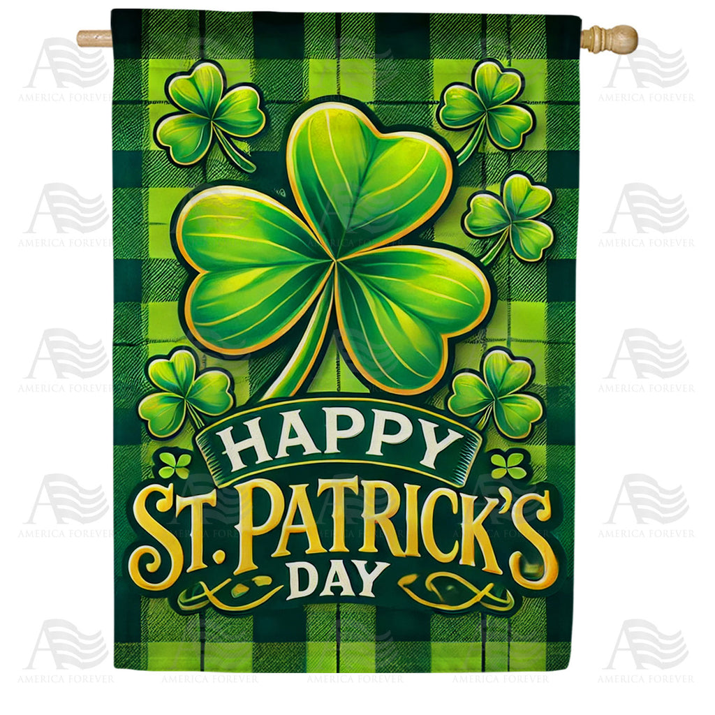 America Forever St. Patrick's Day Shamrock House Flag