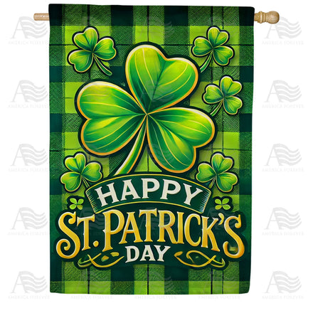 America Forever St. Patrick's Day Shamrock House Flag