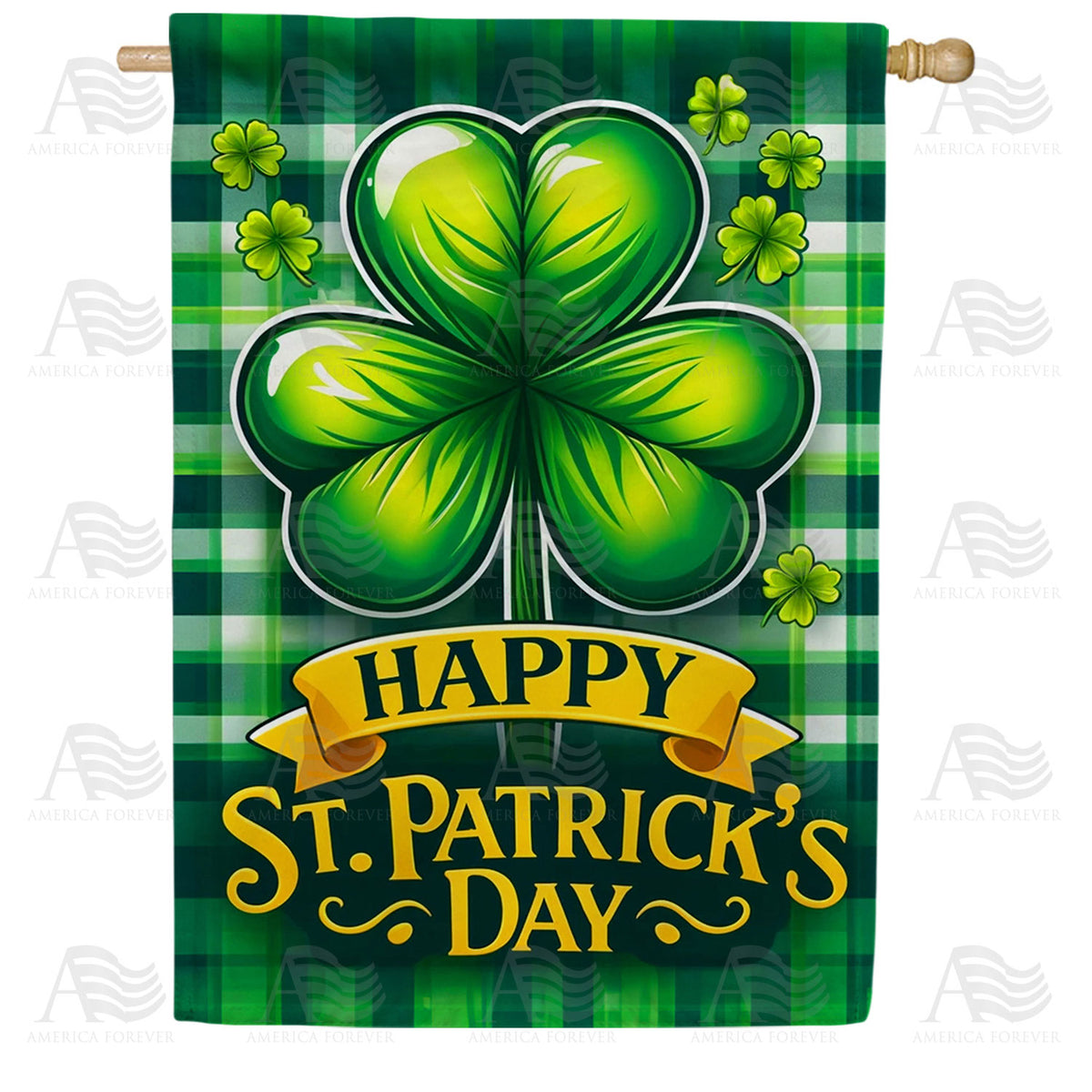 America Forever St. Patrick's Day Four-Leaf Clover House Flag
