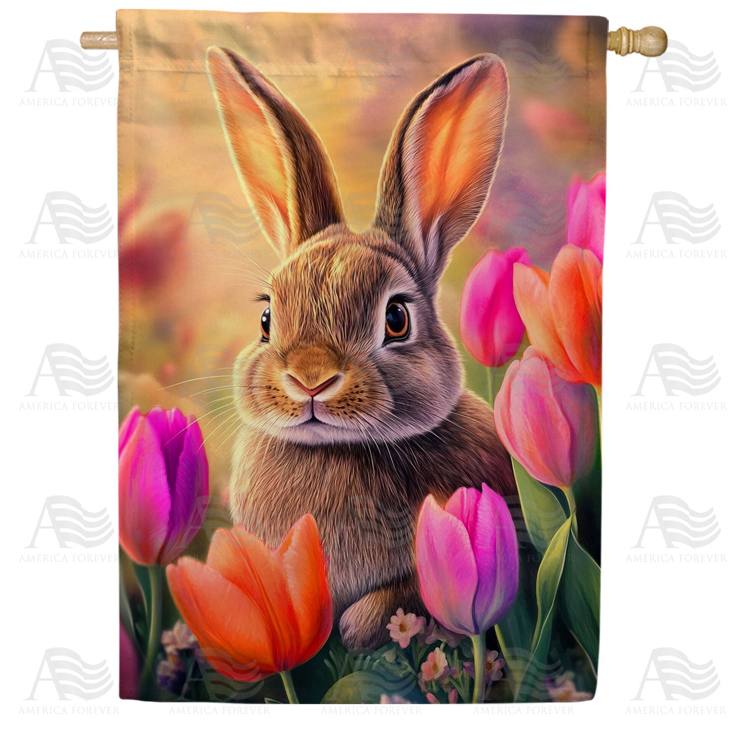 America Forever Spring Bunny House Flag