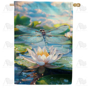 America Forever Dragonfly Water Lily House Flag