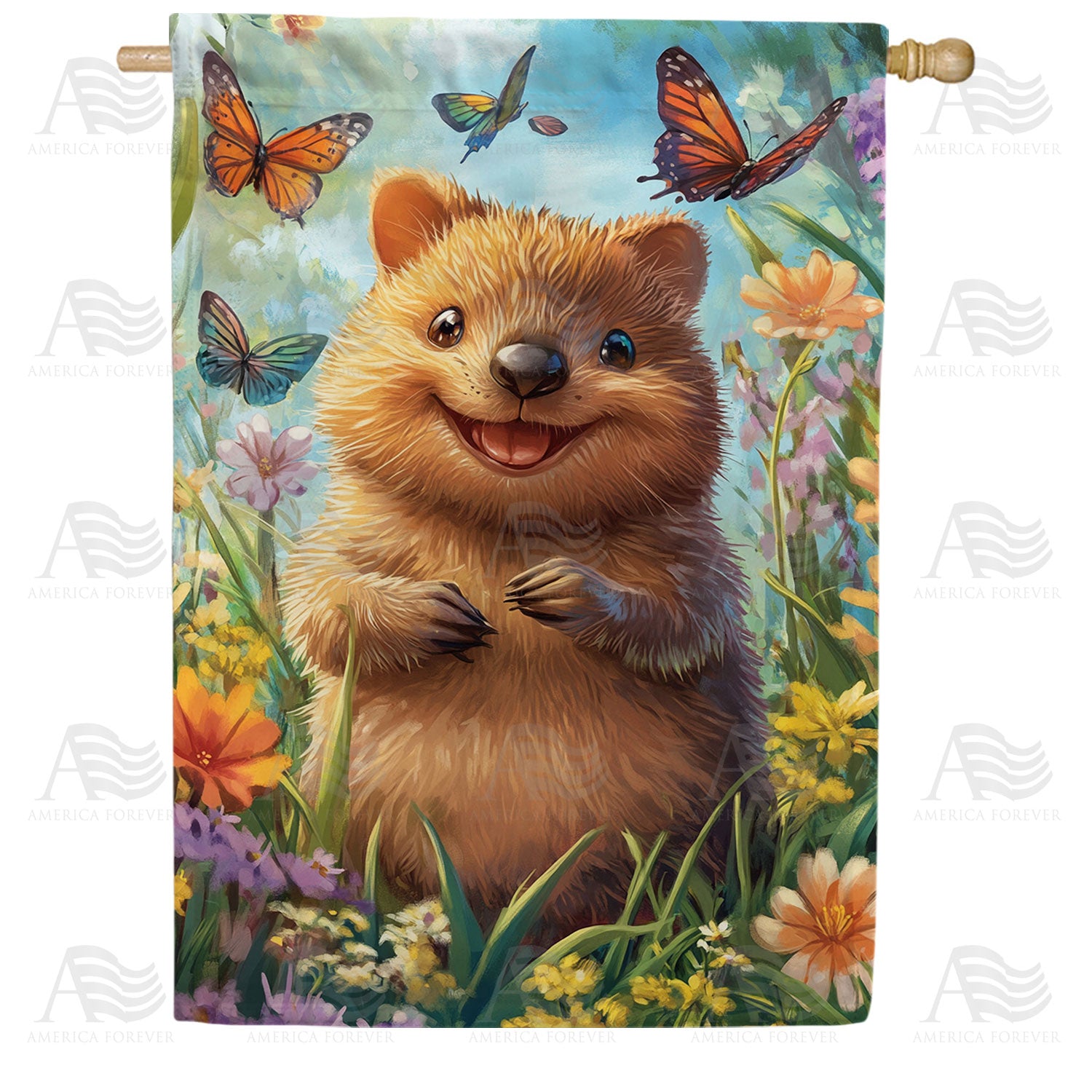 America Forever Happy Quokka House Flag