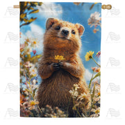 America Forever Quokka Flower House Flag