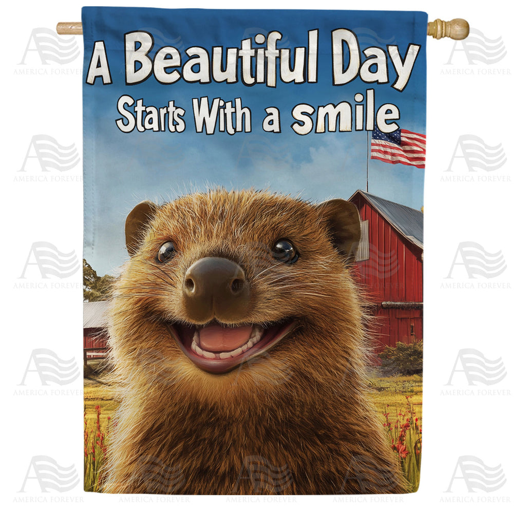 America Forever Beautiful Day Quokka House Flag
