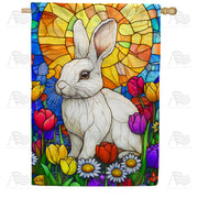 Stained Glass Bunny House Flag