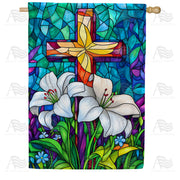 Easter Cross Lilies House Flag