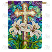 Easter Lily Cross House Flag
