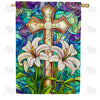 America Forever Easter Lily Cross House Flag