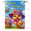 America Forever Happy Spring Duck with Flowers House Flag