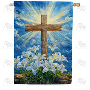 Easter Cross with Lilies House Flag